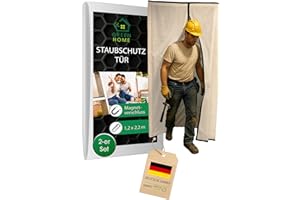 Green Home Magnetic Dust Protection Door (Fleece) | Set of 2 | Construction Door with Magnetic Closure | 1.20 x 2.20 m | Includes Double-Sided Adhesive Tape | Reusable, Breathable, Dust Protection for