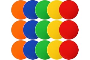 Okllen 15 Pack Poly Vinyl Spot Marker, 23 cm Bodenpunkte Rutschfeste Gummi Agility Punkte, Flache Feldkegel Kreise für Training, Übungsübungen, Fitnessstudio, Fußball, Basketball, 5 Farben
