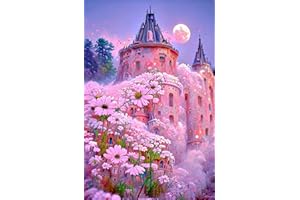 Taasmoog 5D Diamond Painting Kit Completo, 5D DIY Diamond Painting Kit Completo, Pittura Diamante Strass Ricamo a Punto Croce Painting per Decorazioni Casa(bel Castello) (rosa)