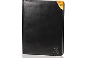 Matador - Porte-documents en cuir véritable - Avec fermeture éclair, poche pour tablette, classeur à anneaux et protection RFID/NFC - Format A4 - Noir - Pour homme - Idéal pour conférence