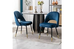 Ya-Home Chaises de Salle à Manger en Velours Coloré Chaise Salle Manger Moderne Lot de 2 Chaise Cuisine avec Coussin Rembourré, Bleu