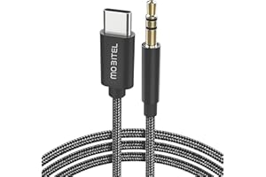 Mobitel Aux to USB C 1M USB C to 3.5mm Jack Aux Cable for iPhone in Car Nylon Braided Audio Cable Stereo Cord Adapter for Galaxy S23 S24 S25 iPhone 16 15 Car Stereo Speakers Headphones iPad