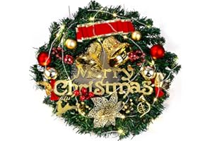 FAOKZE Guirnalda navideña Decorativa de 30 cm Corona de Navidad para Puerta LED, Copos de Nieve, Decoraciones Colgantes de Navidad,Decorar Chimeneas Puertas y Ventanas Esperar.