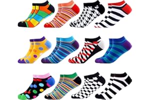 WeciBor Calcetines Tobilleros Algodón Hombre Divertidos Coloridos 12 Pares