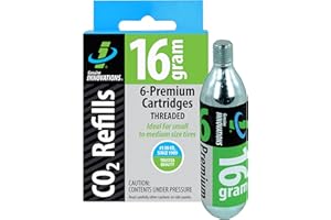 Genuine Innovations G2153, Cartucce di CO2 per Bicicletta, Filettate, 16g, Confezione da 6