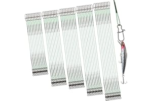 ‎DONQL DONQL 50 Stück Stahlvorfach Hecht Angeln Set mit Wirbel & Karabiner, 5 Größen Vorfach Angeln,10/15/20/25/30cm Edelstahl Fischen Angelzubehör,Bissfeste Stahlvorfächer für Salzwasser Süßwasser