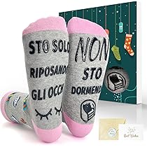Calzini Divertenti Donna Con Scritta - 1 Paio In Pile Antiscivolo