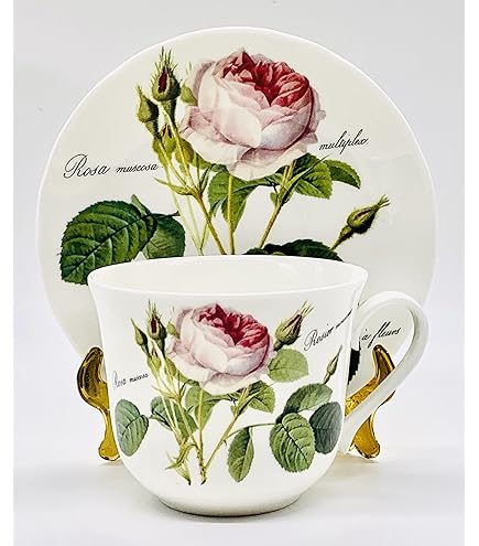 Tasse Et Soucoupe Roy Kirkham Redoute Rose - Porcelaine, 450ml