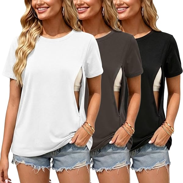 T-shirt Allaitement Manches Longues Femme Love2Mi - Sweatshirt Maternité Avec Fermeture Éclair Invisible & Poche