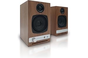 Audioengine Altavoces de Escritorio inalámbricos HD3 60W | Amplificador Analógico y DAC Incorporado de 24 bits USB | aptX HD Bluetooth, USB, RCA y Entradas de 3.5mm | Cables Incluidos (Nuez)