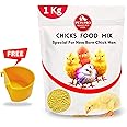 Pets Pro Food for Chicks 1000gm + Feeder|Chicken Feed Pallet Hen Food|PremiumQuality Feed for Chicks and Hen|Specially formulated to Meet The Nutritional of Growing Chicks & Hens 1KG, Baby, Granule