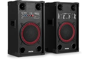 Fenton SPK-110 10" Active Bluetooth Home Party Speaker Set, 600W Audio System with Wireless Playback, Beginner DJ Speaker Package for Parties, Karaoke & Music Playback, Remote Included