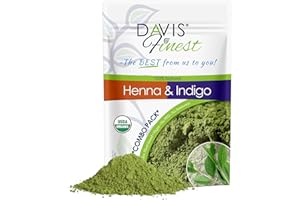 Davis Finest Henna Indigo Hair Dye 200g, Combo Pack, Organic, 100g Henna & 100g Indigo, Natural Hair Colour Beard Dye, PPD-Free, Vegan