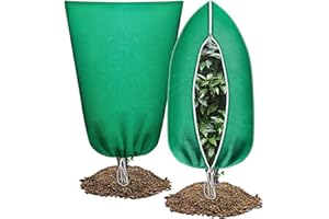 Abimars Garden Fleece Bags for Plants, 2 Pack 1 x 1m 80gsm Green Horticultural Fleece for Plants, Plant Fleece Frost Protection Jackets, Non-Woven Fabric Plant Fleece Frost Protection Bags