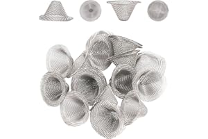 MOZEAT LENS 40 filtros de tubos de acero inoxidable, filtro de cuenco precortado de 1/2 pulgada, filtros de tubo de diseño cónico, filtros de tubería de 0.5 pulgadas, gasa de malla reutilizable, tamaño ajustable