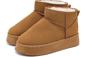 Jifenkla Stivali Donna Invernali, Foderato Caldo Platform Boots Mini-Stivaletti Comode, Stivali da Neve Donna Antiscivolo Impermeabili Suola in Gomma Leggerie Pelliccia Breve Scarpe Boot Moda Outdoor