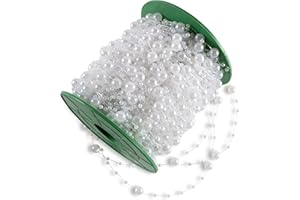 ‎WEDDINGTREE WeddingTree Perlengirlande weiss - Perlenband für Hochzeits- und Partydeko Geburtstag Taufe Weihnachten - 1 Rolle