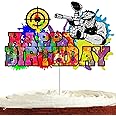 Paintball Birthday Cake Topper for Boys Men Shooting Competition Paintball Party Supplies Shooting War Game Party Decorations Paintball Mask Paint Paintballer Air Gun Cake Decor