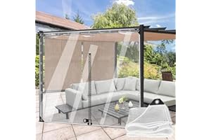 SUWOOY Outdoor Clear Tarp Curtains With Zip,2.2x2m 2.5x2.5m 2.8x2.2m Transparent Tarpaulin Side Panels,Waterproof Pvc Plastic Tarpaulin With Grommets,Gazebo Partition Curtains,L×H-1.5*2m(4.9*6.6ft)