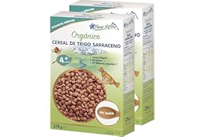FLEUR ALPINE Alimentos para Bebés | Paquete x2 Cereales Orgánicos de Trigo Sarraceno para Desayunos Suaves | Gachas Nutritivas Instantáneas Sin Gluten 4+ Meses Sin Azúcares Añadidos | 2x7 Porciones