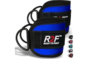 R2F RIGHT TO FIGHT R2F Cavigliere Cavi Palestra 7MM Neoprene Cinghie per Caviglia Imbottite Polsini Trazioni Esercizi delle Gambe Workout con Doppio D Anello Attaccament Fitness Regolabile Strap (confezione da 2)
