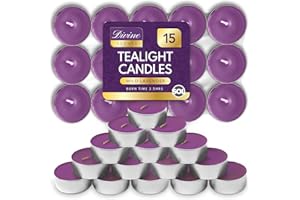 SOL 15pk Scented Tea Light Candles Wild Lavenders - 3.5hr Long Burn Time, Ideal for Home, Relaxation, Romantic Dinners, Weddings, Festive Decors, Cosy Evenings, Christmas & New Year, Great for Gifting