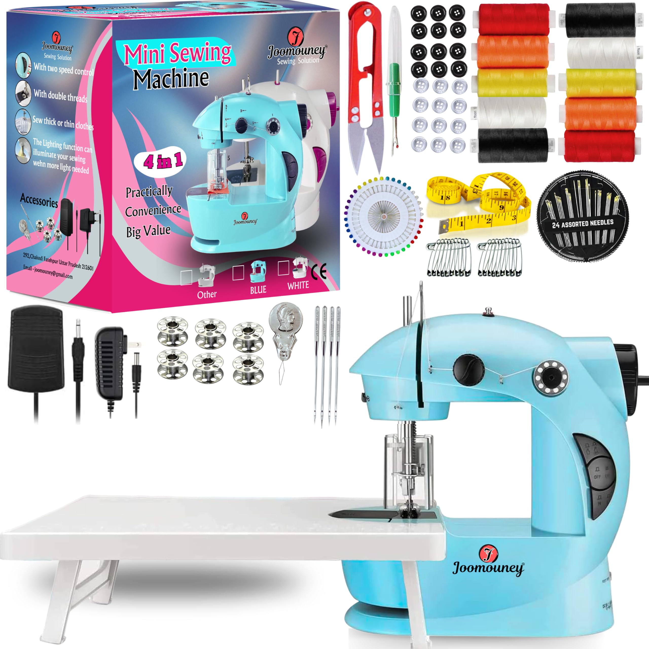 Mini Sewing Machine-Electric Sewing Machine with table set and light tailoring clothes stitching silai machine small portable