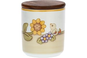 THUN - Tarro de porcelana country con pájaro y girasol