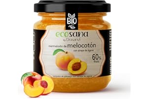 Drasanvi ECOSANA MERMELADA DE MELOCOTÓN CON SIROPE DE AGAVE CERTIFICADO BIO by - 60% FRUTA - VEGANO - SIN GLUTEN - 260g