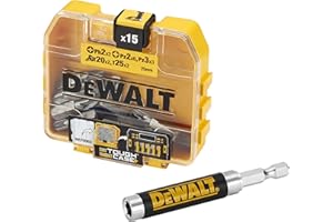 DeWalt DT71511-QZ zestaw z 16 wkładkami wkrętakowymi i wysuwanym uchwytem magnetycznym, wkładki 25 mm: Ph2 x 2, Pz2 x 6, Pz3 x 3, T20 x 2, T25 x 2
