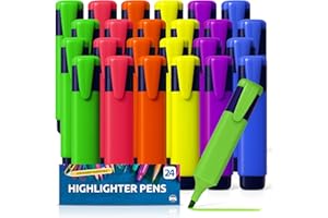 SOL 24pk Highlighter Pens for Creative Projects, Bright Fluorescent Ink Highlighters Marker Pens for Office & Study Use, Non-Bleed & Quick Drying Ideal for Planners, Diaries & Highlighting Key Points