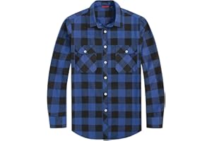 J.VER Mens Flannel Shirts Check Long Sleeve Lumberjack Plaid Casual Button Down Shirt with Pocket