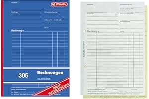 Herlitz 1932862 Książka z rachunkami, A5, 305 2 x 40 arkuszy, samokopiujący, 4 sztuki