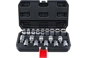 BGS DO IT YOURSELF BGS Diy 95100 | Jeu d’embouts/de douilles | 12,5 mm (1/2") | profil en T (pour Torx) / Profil E | 19 pièces