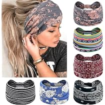Durio Haarband 4er Set Damen - Elastisch, Breit, Mit Blumendruck, Für Sport & Alltag