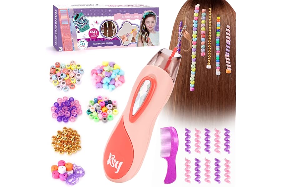 Gifts for Girls: Hair Accessories & Toys Age 5-12 - DIY Hair Princess Decoration Braiding Kit with Gems Stamper