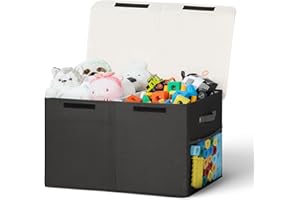 ADEHMDA Large Toy Box, Toy Box Storage with Lid, Collapsible Sturdy Toy Chest Box for Kids, Girls and Boys, Nursery Room and Living Room, 26"x13" x16"(black)
