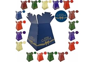 LARRYROO Festive Christmas Design Bouquet, Flower Box/Vase - Transportation Xmas Display Boxes (Merry Xmas Bow - Navy Blue)