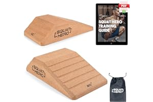 Squat Hero, Lot de 2 Cales en liège, idéales pour Les Genoux au-Dessus des Orteils et l'entraînement ATG, Planche inclinée antidérapante en Attente de Brevet, cale de soulevé de Terre, tendeur de