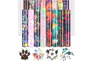 Tintnut Splatter Permanent Vinyl - 16 Sheets 12" x 10",Printed Permanent Adhesive Vinyl Patterned Vinyl Self Sticker Waterproof