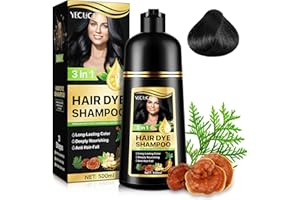 UOCASI Hair Dye Shampoo Per Capelli Grigi, Instant Hair Colour Sham-poo Per Uomini E Donne - Sham poo Naturale E Duraturo Per La Cura Dei Cap-elli 3 In 1 Per Cap-elli Vegetali - 500 Ml (Nero)