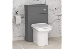 ROYAL BATHROOMS.CO.UK Bathroom Crosby Rimless Back to Wall Toilet with WC Unit Furniture + Seat & Cistern - Indigo Grey Gloss