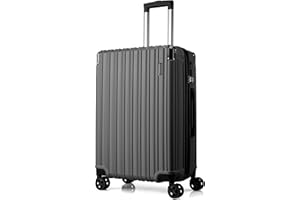 FLIEE Medium Suitcase Hard Shell | Lightweight Suitcase | Aluminum Telescopic Handle | TSA 3 Digit Combination Lock | 4 Dual Spinner Wheels. (Grey, Medium 24")