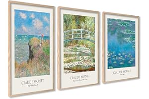ag.art deco Affiche Decoration Murale 30x40 cm | Affiche Murale pour Salon et Chambre à Coucher | Poster Mural Sans Cadre | Lot de 3 Tableaux (Ensemble Claude Monet)