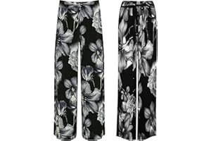 RIDDLED WITH STYLE Ladies Wide Leg Printed Palazzo Summer Wear Beach Trousers Womens Plus Size Baggy Pants Floral Printed Bottoms Casual Wear Paisley Trousers Palazzo Pants