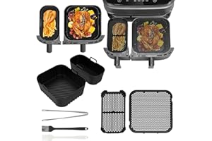 OLDPAPA Akcesoria do frytkownicy Philips Airfryer Dual Basket 3000 Series NA350/NA550 Airfryer, w zestawie silikonowa forma do frytkownicy na gorące powietrze, ochrona przed rozpryskiwaniem, szczotki olejowe