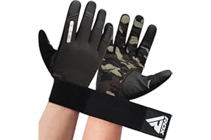 RDX Guantes Gimnasio Dedo Completo para Levantamiento de Pesas, Pantalla Táctil con Soporte de Muñeca Protección y Correa Larga stirable, Musculación Entrenamiento Hombre Mujere Fitness Casa Gym Glove