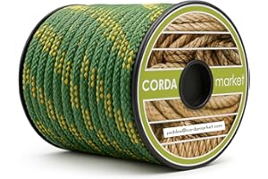 Cordamarket Cuerda Driza Poliéster Alta Tenacidad 10 mm × 15 m Amarillo y Verde – Fuerza 1500 kg para Náutica, Decoración y Exterior, Adultos Unisex, 10mm a 15mts