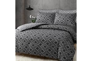 DEKORO King Size Duvet Cover Sets - Doublesided Duvet Cover King Size (220 x 230 cm) - Premium Microfibre Bedding Sets King Size - Durable Bedding Linen Kingsize Duvet Sets Grey Checkered