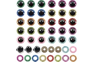TOAOB THE ONE AND ONLY BABY TOAOB 120 Piezas Ojos de Seguridad 12 mm Ojos de Plástico con Purpurina con Colores Arandelas Brillo Espumoso Felpa Ojos de Muñecas Plástic para Hacer Muñecas Manualidades de Crochet Tejer Animales